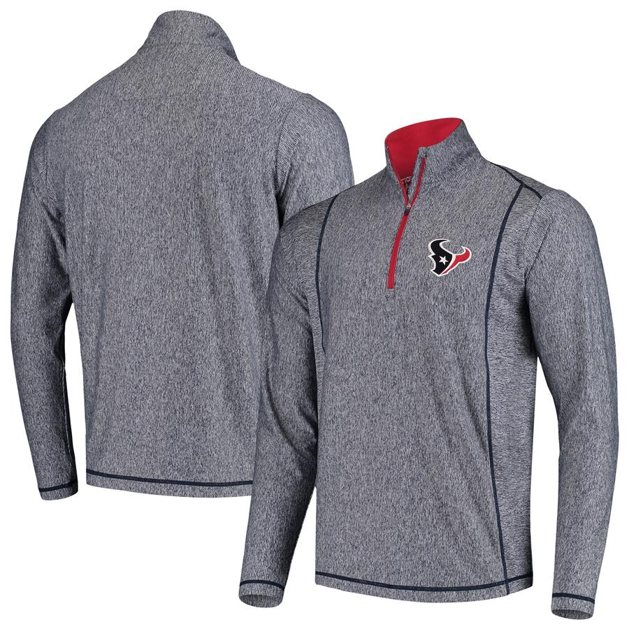 Houston Texans Antigua Tempo Half-Zip Pullover Jacket - Heather Navy