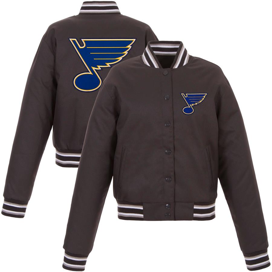 St. Louis Blues JH Design Women's Poly-Twill Front & Back Hit Jacket - Charcoal