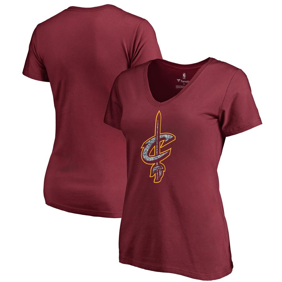 Cleveland Cavaliers Fanatics Branded Women's Static Logo V-Neck T-Shirt - Wine