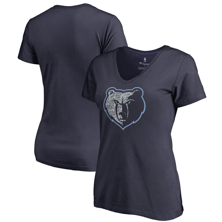 Женская футболка с V-вырезом Memphis Grizzlies Fanatics Branded Static Logo (тёмно-синий)