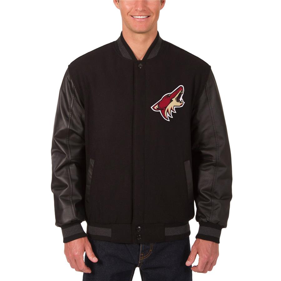 Arizona Coyotes JH Design Reversible Wool & Leather Full-Snap Jacket - Black
