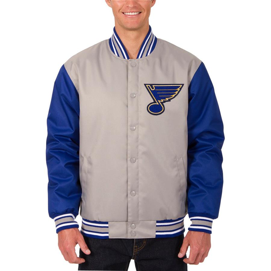 St. Louis Blues JH Design Front Hit Poly Twill Jacket - Gray