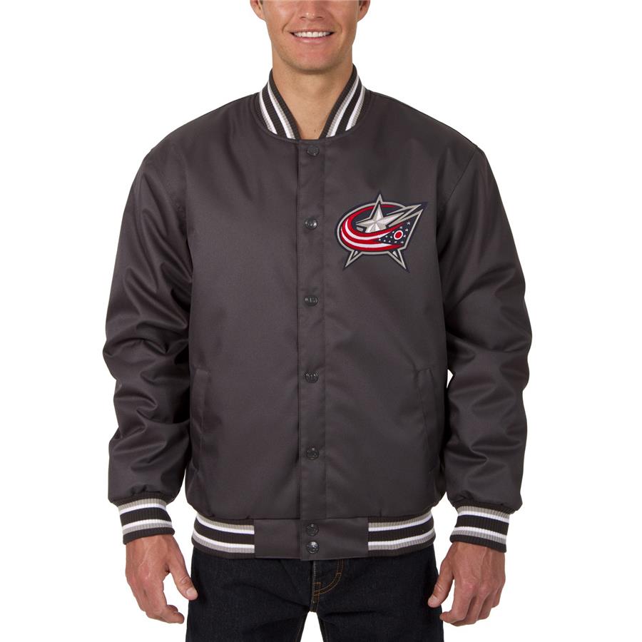 Columbus Blue Jackets JH Design Front Hit Poly Twill Jacket - Gray