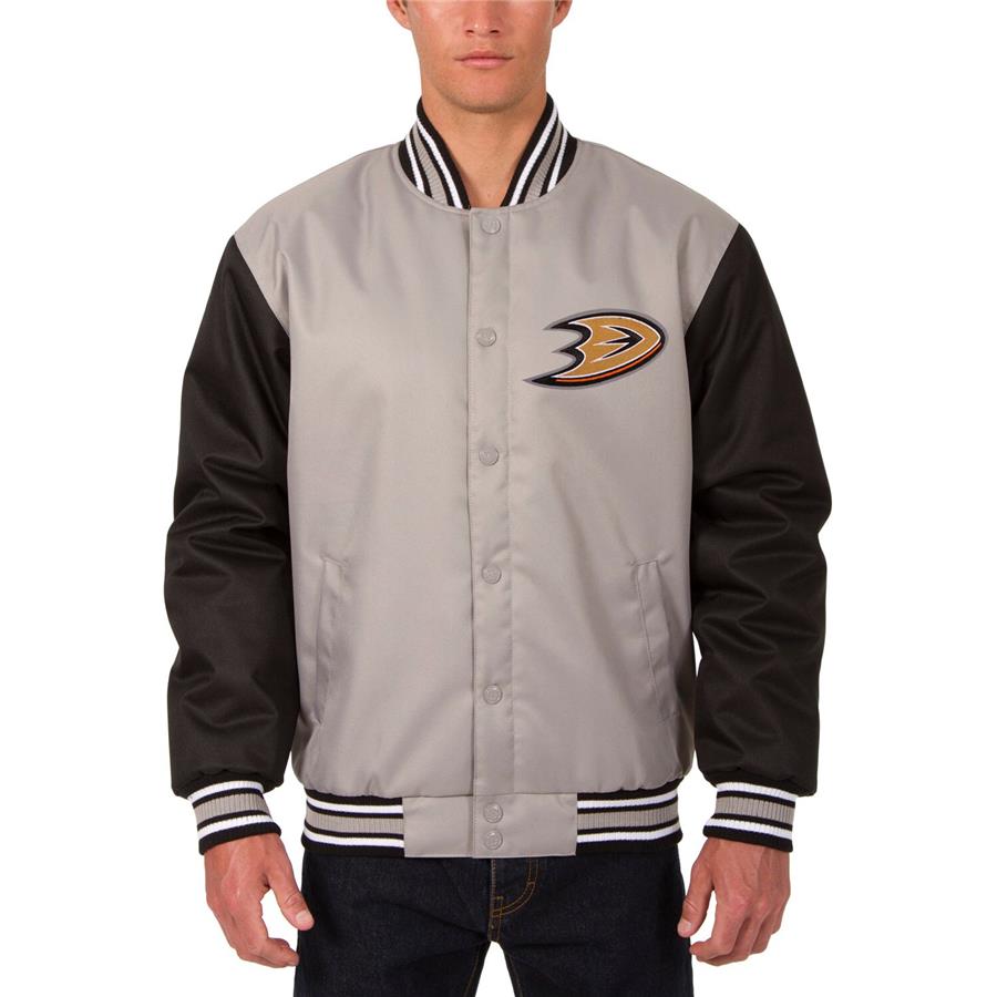 Anaheim Ducks JH Design Front Hit Poly Twill Jacket - Gray