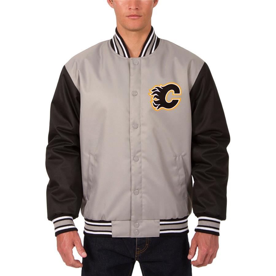 Calgary Flames JH Design Front Hit Poly Twill Jacket - Gray