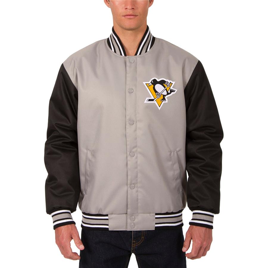 Pittsburgh Penguins JH Design Front Hit Poly Twill Jacket - Gray