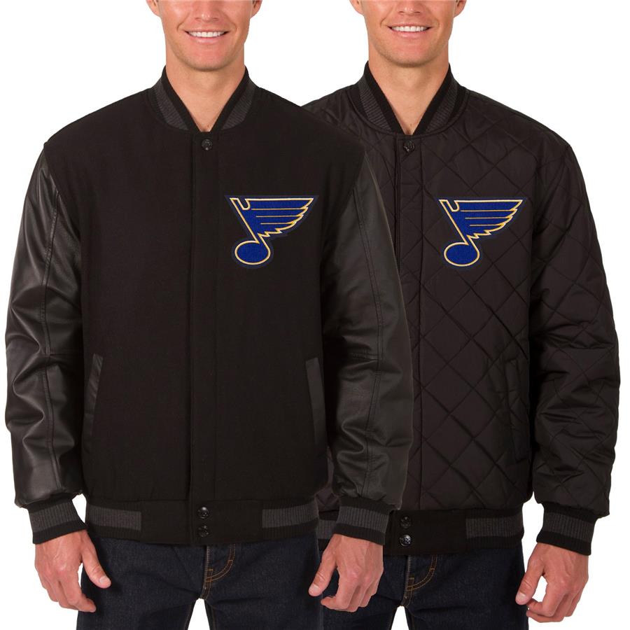St. Louis Blues JH Design Two Hit Wool & Leather Reversible Jacket - Black