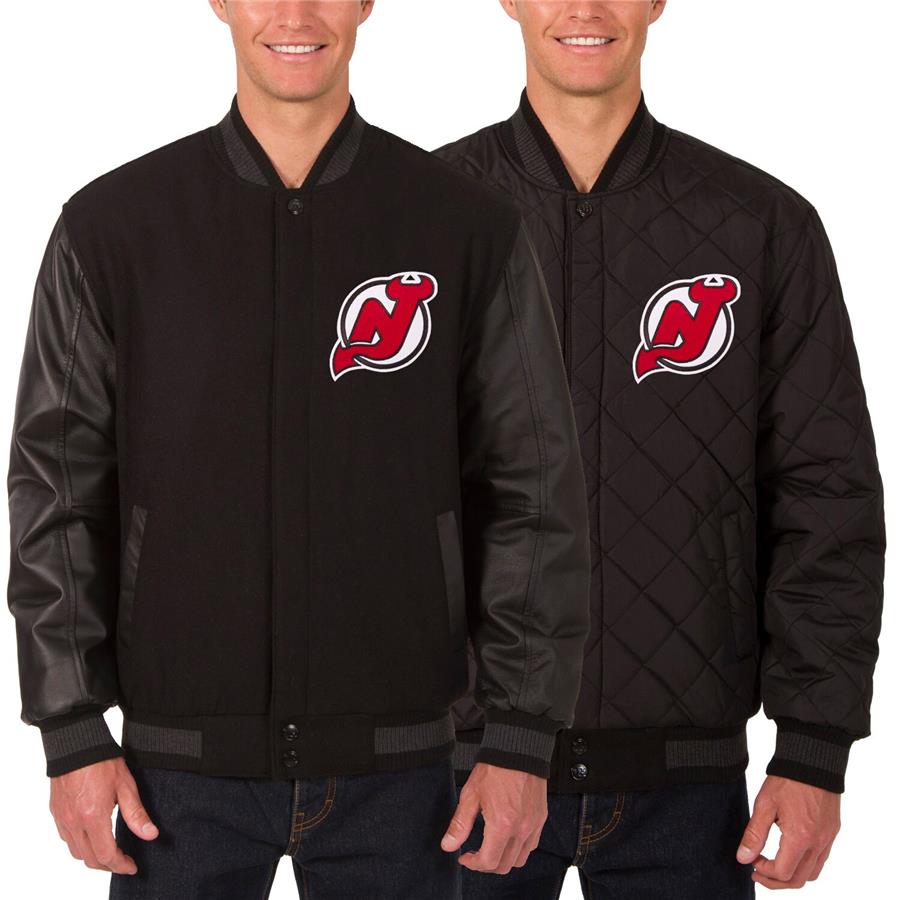 Куртка New Jersey Devils JH Design Two Hit Wool & Leather Reversible (чёрный)