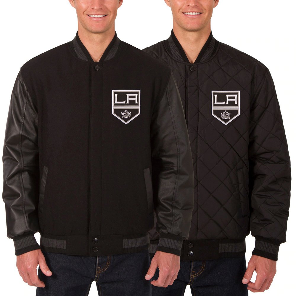Los Angeles Kings JH Design Two Hit Wool & Leather Reversible Jacket - Black