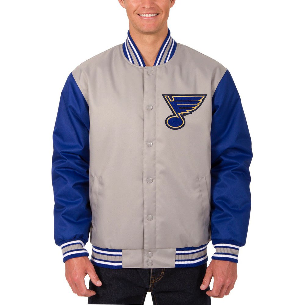 St. Louis Blues JH Design Two Hit Poly Twill Jacket - Gray