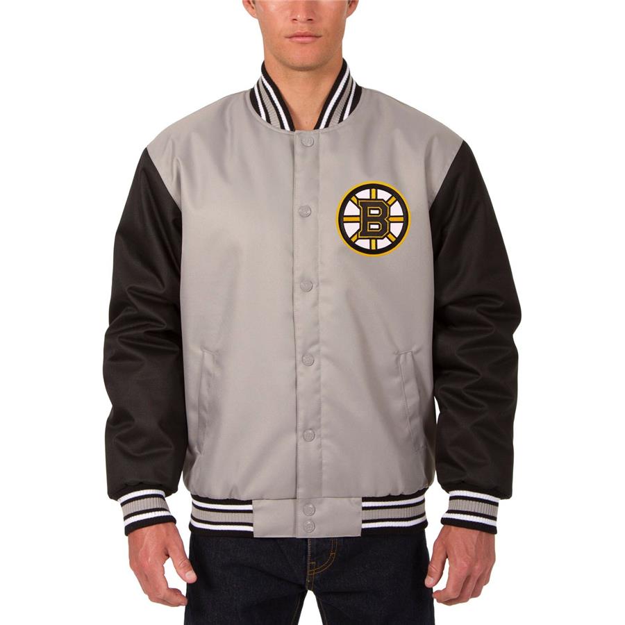 Boston Bruins JH Design Two Hit Poly Twill Jacket - Gray