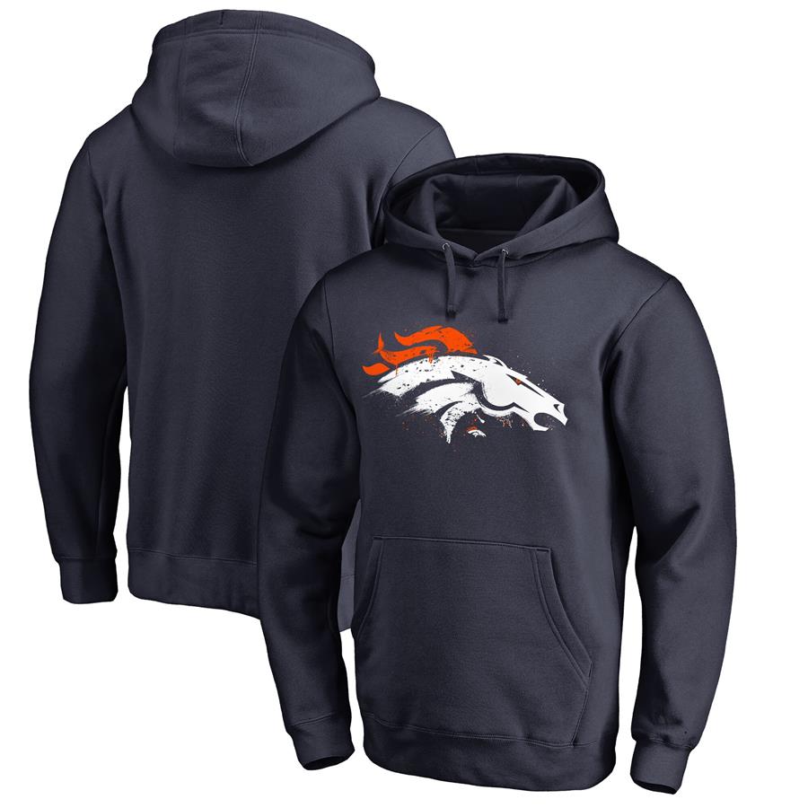 Denver Broncos NFL Pro Line by Fanatics Branded Splatter Logo Pullover Hoodie - Navy