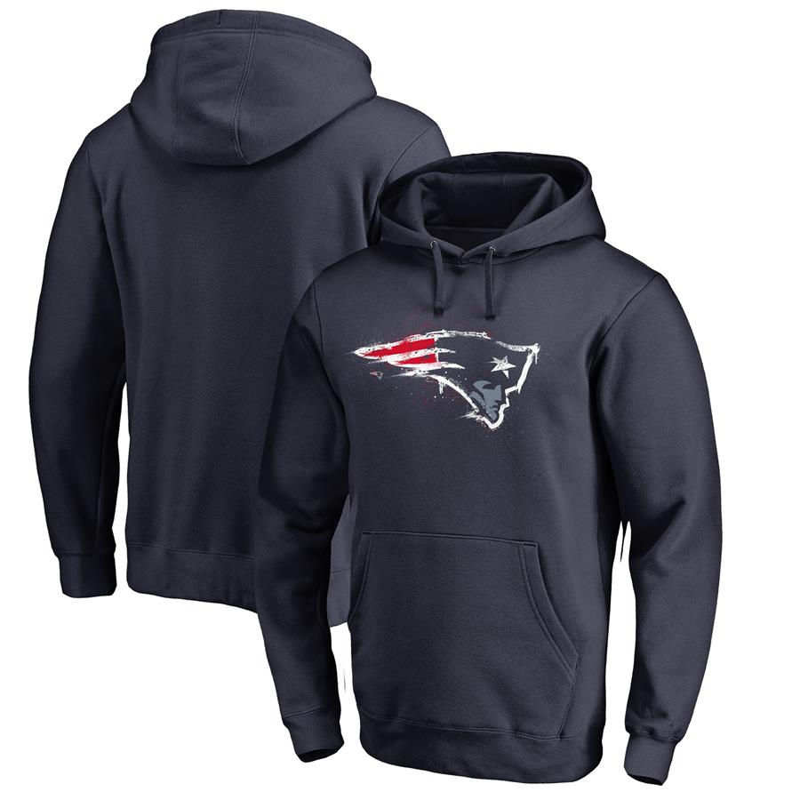 New England Patriots NFL Pro Line by Fanatics Branded Splatter Logo Pullover Hoodie - Navy