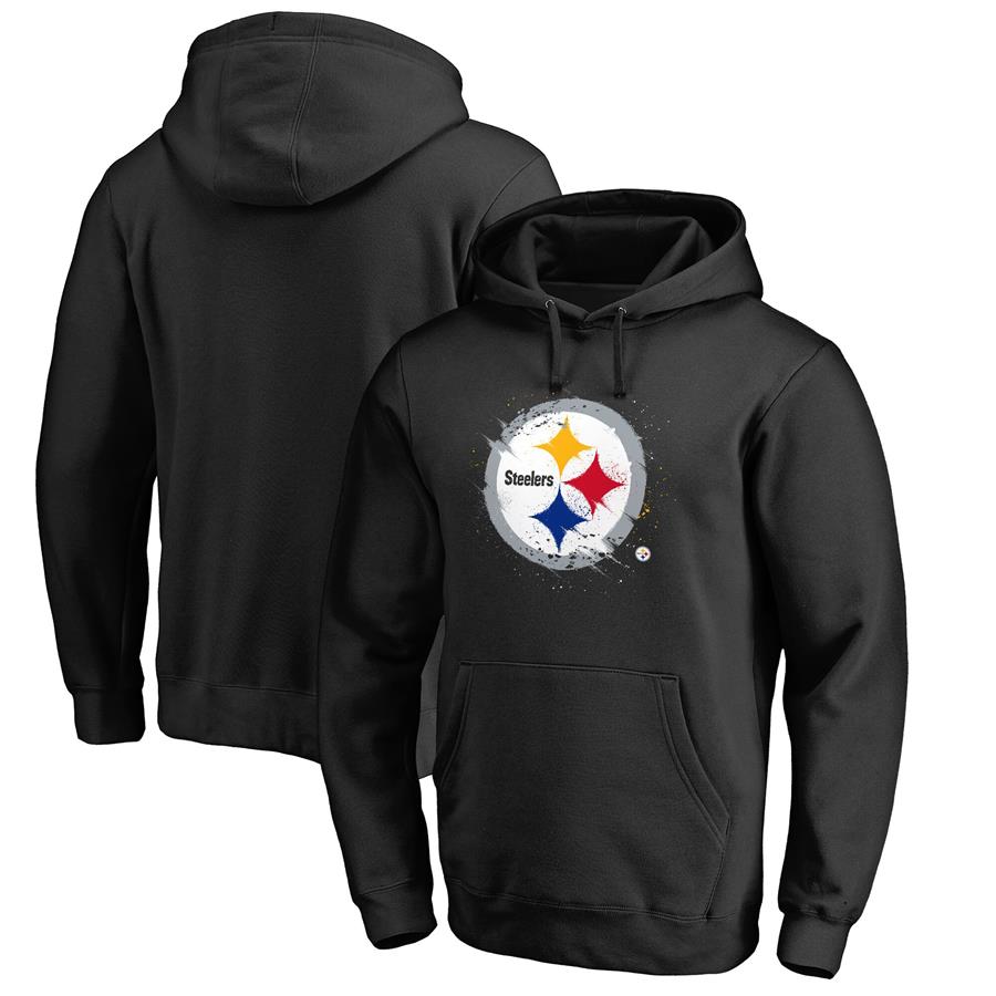 Pittsburgh Steelers NFL Pro Line by Fanatics Branded Splatter Logo Pullover Hoodie - Black