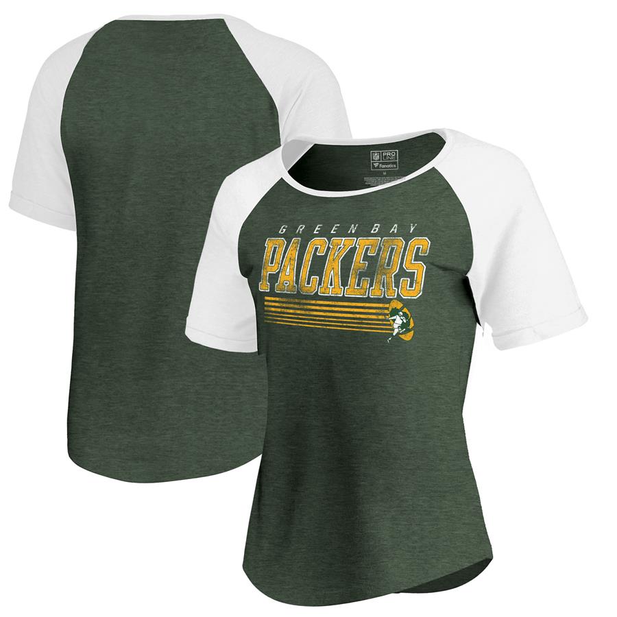 Green Bay Packers NFL Pro Line by Fanatics Branded Women's Throwback Collection Fast Pass Tri-Blend T-Shirt - Green
