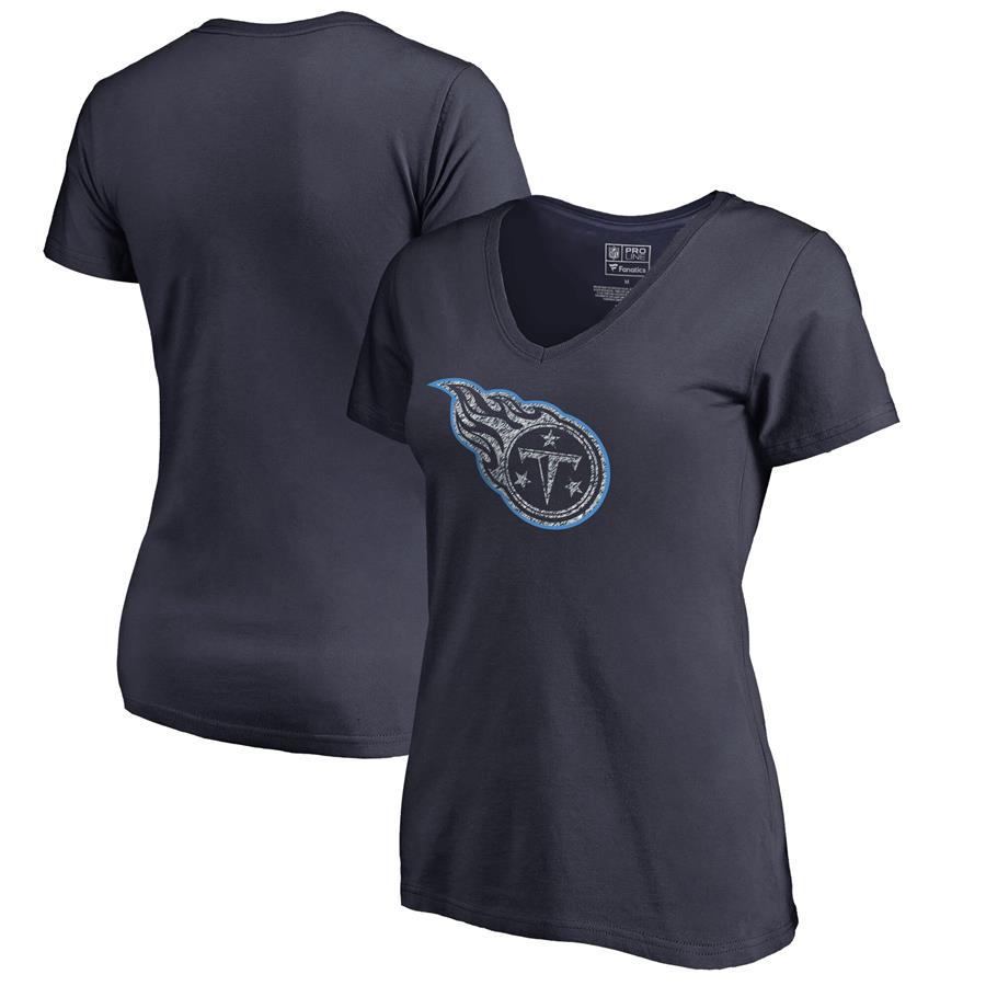 Tennessee Titans NFL Pro Line by Fanatics Branded Women's Static Logo V-Neck T-Shirt - Navy