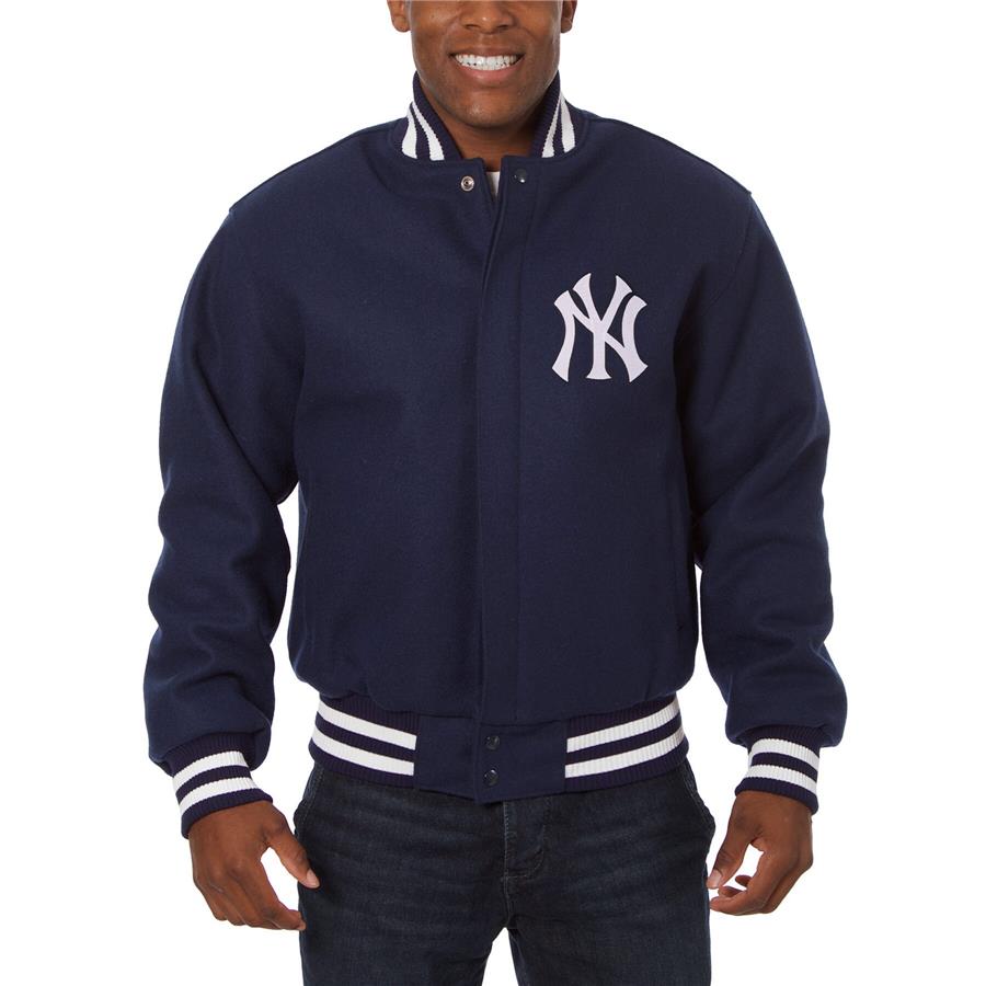 Куртка New York Yankees JH Design Wool Full-Button (тёмно-синий)