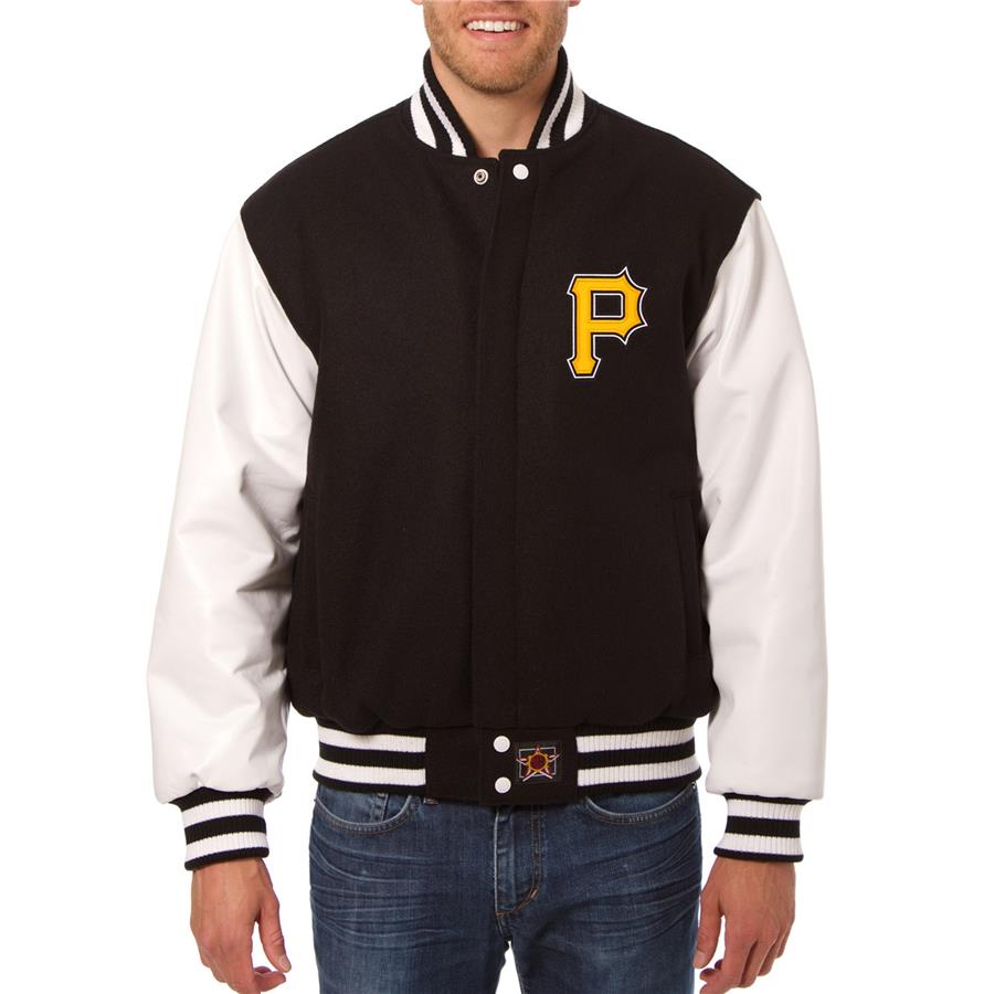 Pittsburgh Pirates JH Design Wool Leather Full-Snap Jacket - Black