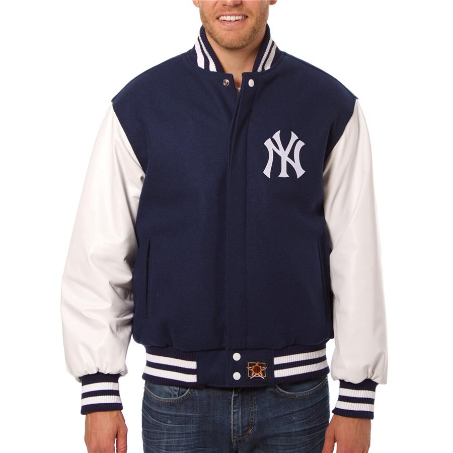 Куртка на кнопках New York Yankees JH Design Wool Leather (тёмно-синий)