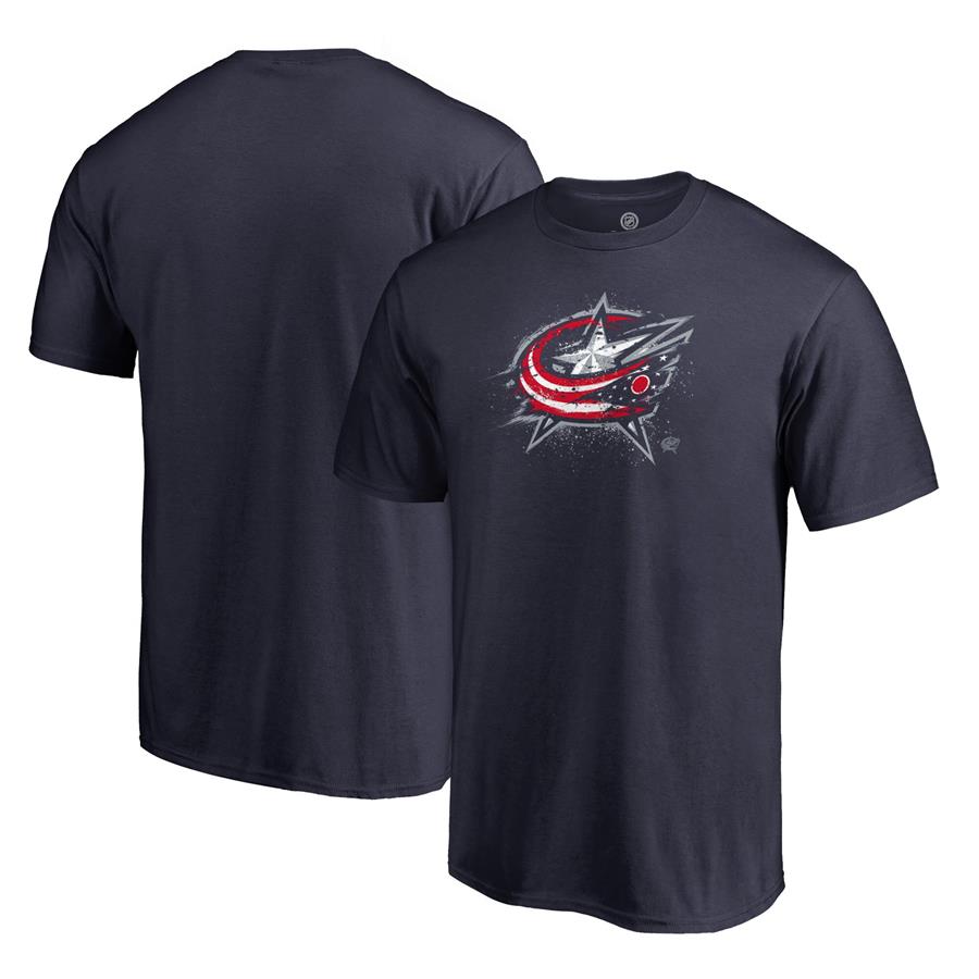 Columbus Blue Jackets Fanatics Branded Splatter Logo T-Shirt - Navy