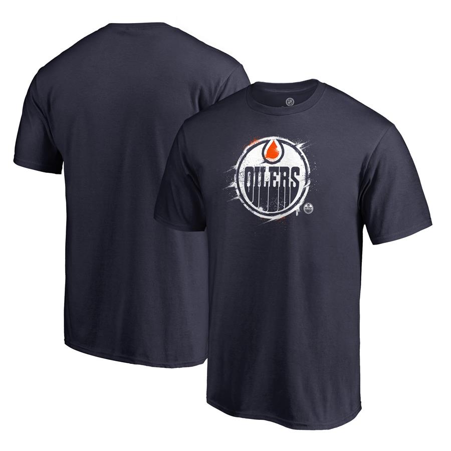 Edmonton Oilers Fanatics Branded Splatter Logo T-Shirt - Navy