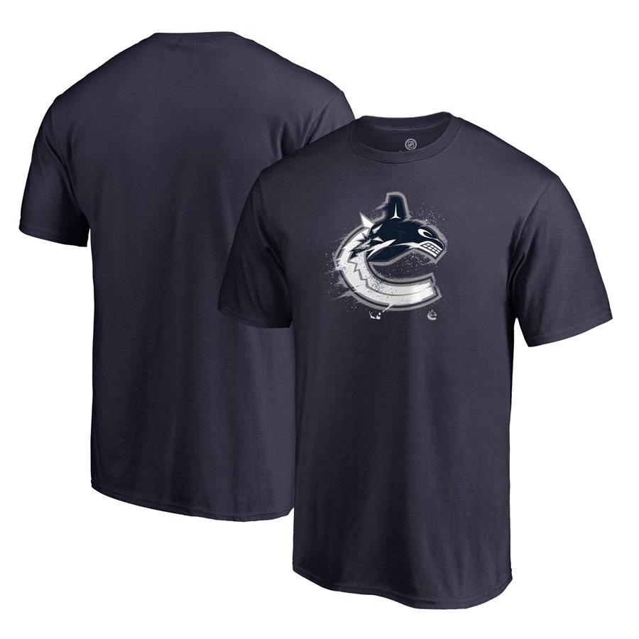 Vancouver Canucks Fanatics Branded Splatter Logo T-Shirt - Navy