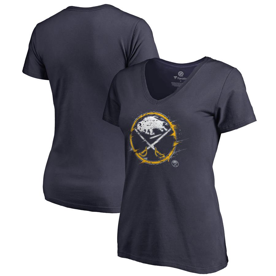 Buffalo Sabres Fanatics Branded Women's Splatter Logo V-Neck T-Shirt - Navy