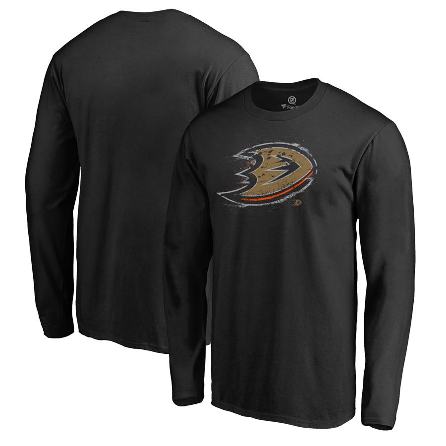 Anaheim Ducks Fanatics Branded Splatter Logo Long Sleeve T-Shirt - Black