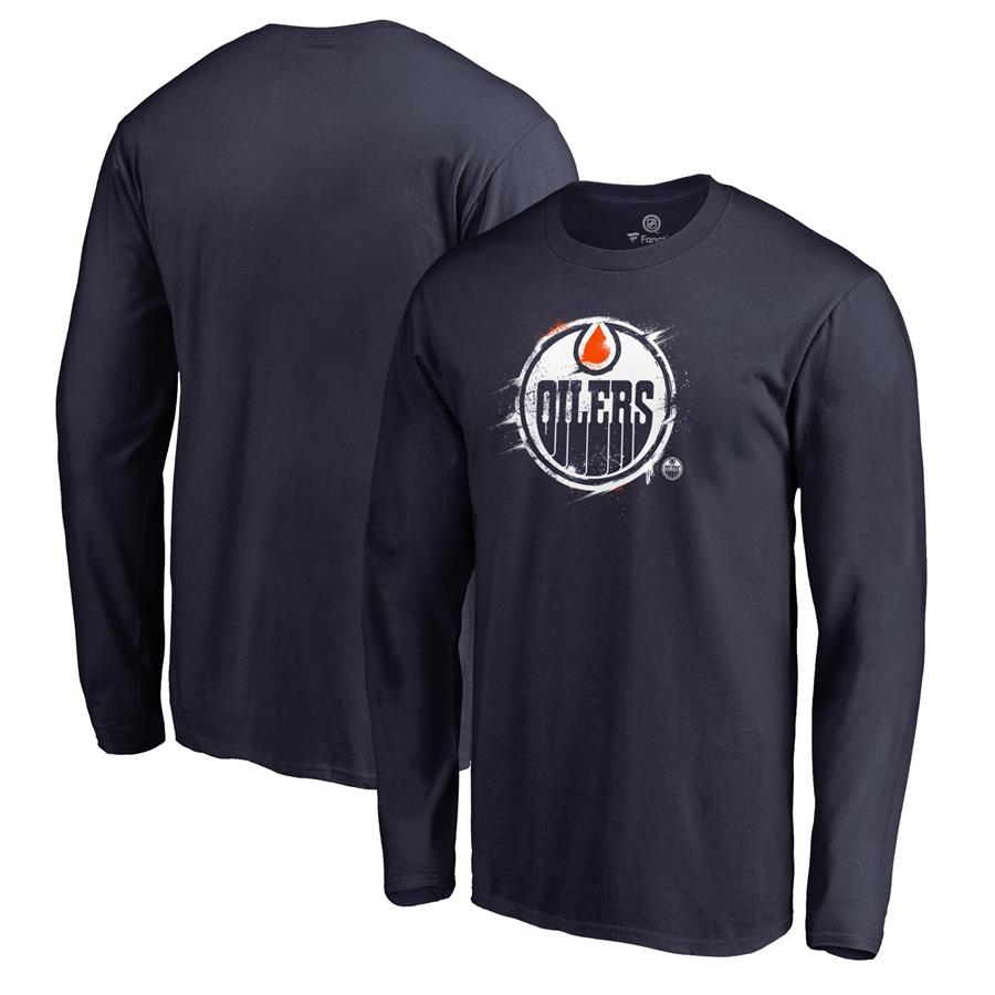 Edmonton Oilers Fanatics Branded Splatter Logo Long Sleeve T-Shirt - Navy