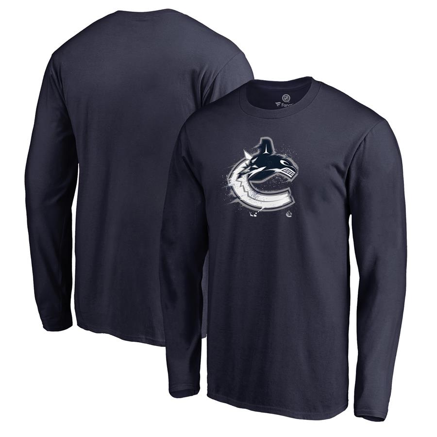 Vancouver Canucks Fanatics Branded Splatter Logo Long Sleeve T-Shirt - Navy