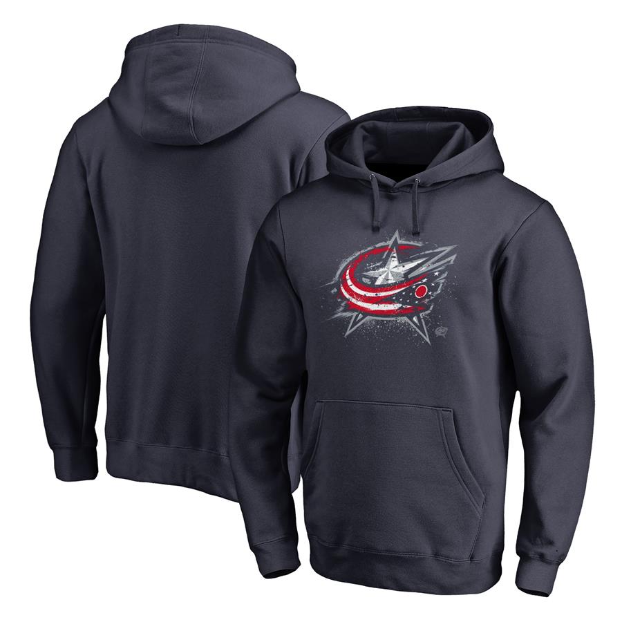 Columbus Blue Jackets Fanatics Branded Splatter Logo Pullover Hoodie - Navy