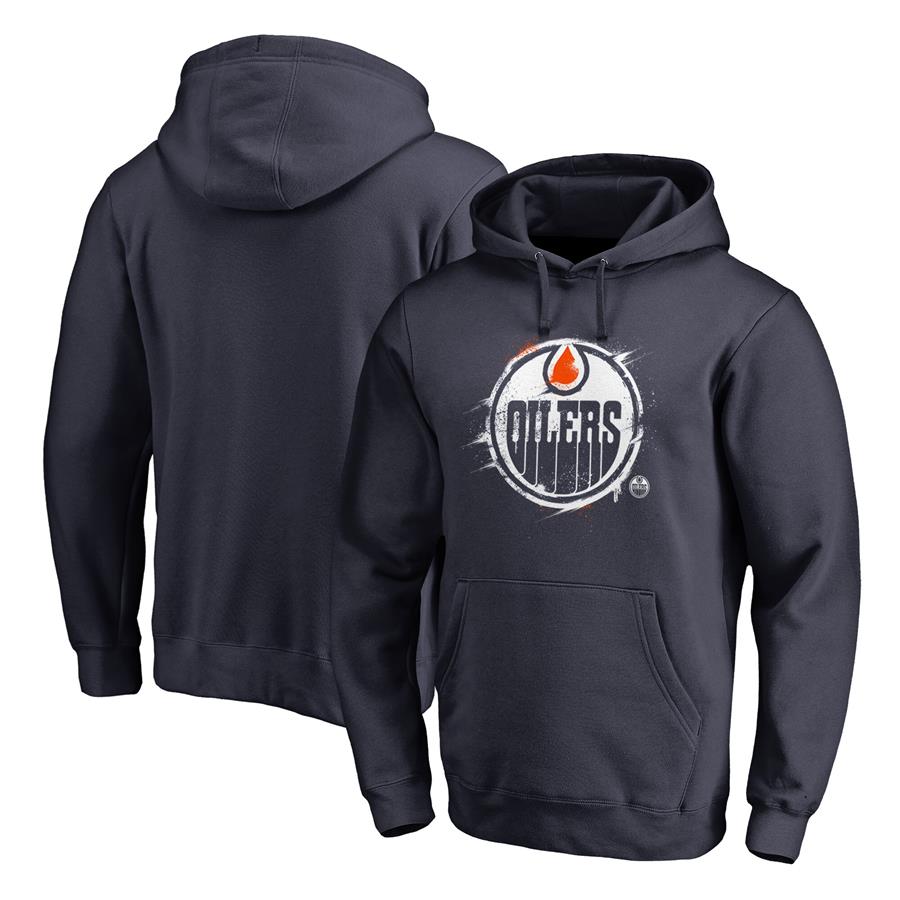 Edmonton Oilers Fanatics Branded Splatter Logo Pullover Hoodie - Navy