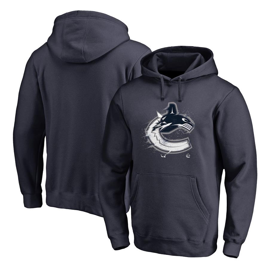 Vancouver Canucks Fanatics Branded Splatter Logo Pullover Hoodie - Navy