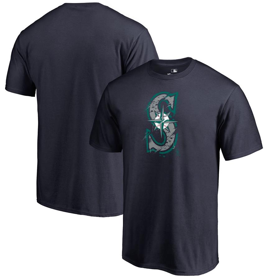 Seattle Mariners Fanatics Branded Splatter Logo T-Shirt - Navy