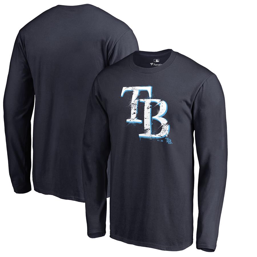 Tampa Bay Rays Fanatics Branded Splatter Logo Long Sleeve T-Shirt - Navy