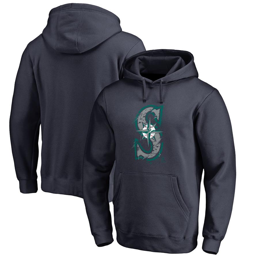 Seattle Mariners Fanatics Branded Splatter Logo Pullover Hoodie - Navy