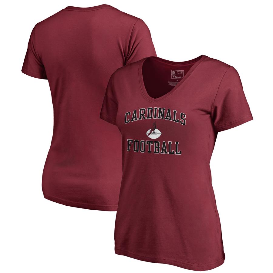 Arizona Cardinals NFL Pro Line by Fanatics Branded Women's Vintage Collection Victory Arch V-Neck T-Shirt - Cardinal