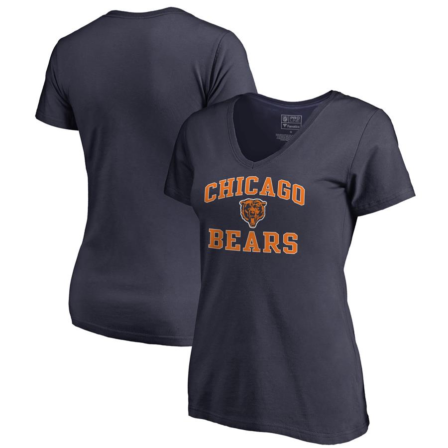 Chicago Bears NFL Pro Line by Fanatics Branded Women's Vintage Collection Victory Arch V-Neck T-Shirt - Navy