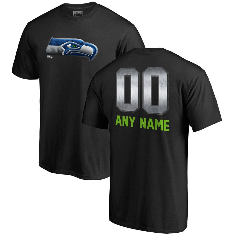 Seattle Seahawks NFL Pro Line by Fanatics Branded Personalized Midnight Mascot T-Shirt - Black