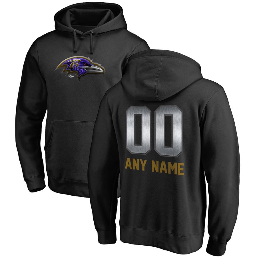 Baltimore Ravens NFL Pro Line by Fanatics Branded Personalized Midnight Mascot Pullover Hoodie - Black