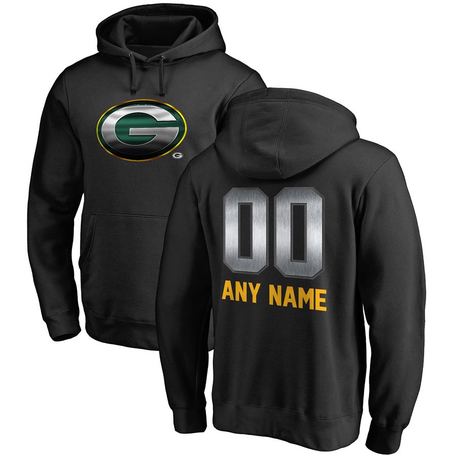 Green Bay Packers NFL Pro Line by Fanatics Branded Personalized Midnight Mascot Pullover Hoodie - Black