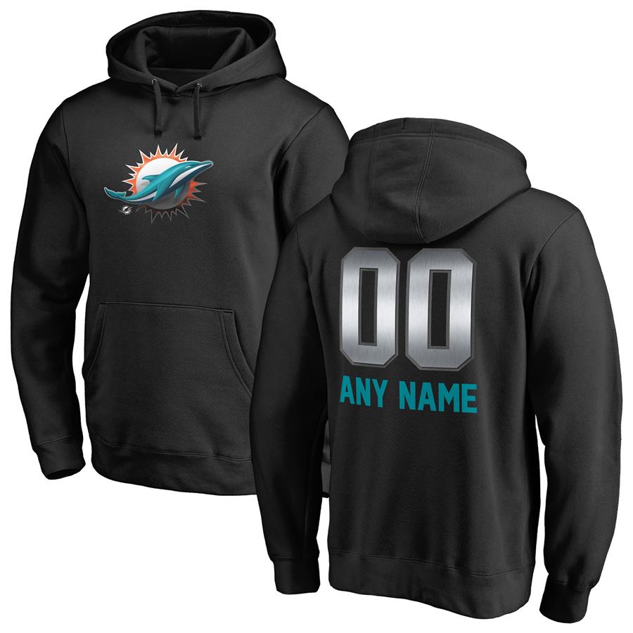 Miami Dolphins NFL Pro Line by Fanatics Branded Personalized Midnight Mascot Pullover Hoodie - Black
