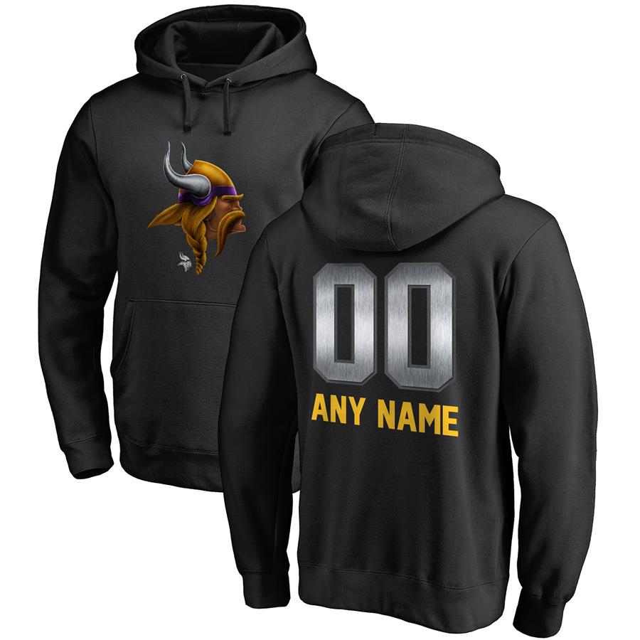 Minnesota Vikings NFL Pro Line by Fanatics Branded Personalized Midnight Mascot Pullover Hoodie - Black