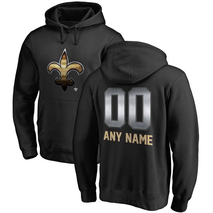 New Orleans Saints NFL Pro Line by Fanatics Branded Personalized Midnight Mascot Pullover Hoodie - Black
