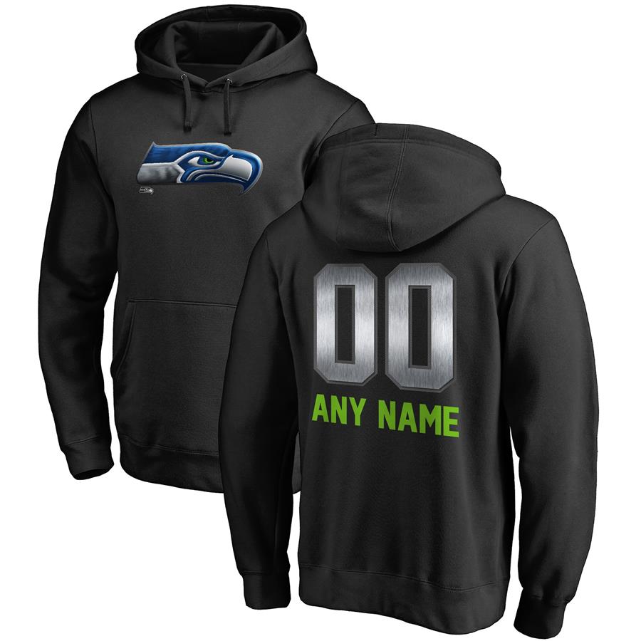 Seattle Seahawks NFL Pro Line by Fanatics Branded Personalized Midnight Mascot Pullover Hoodie - Black