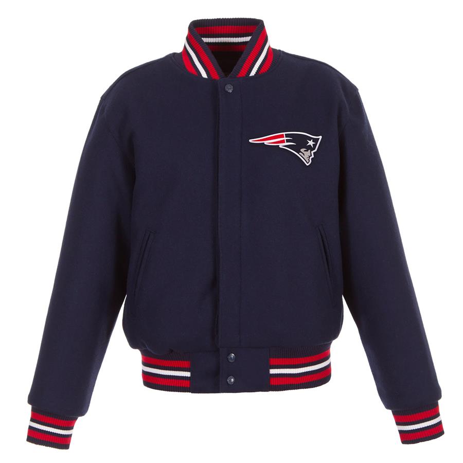 New England Patriots JH Design Women's Embroidered Logo All-Wool Jacket - Navy