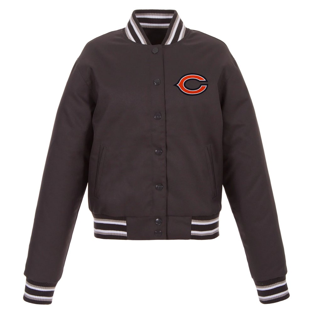 Chicago Bears JH Design Women's Embroidered Logo Poly Twill Jacket - Charcoal