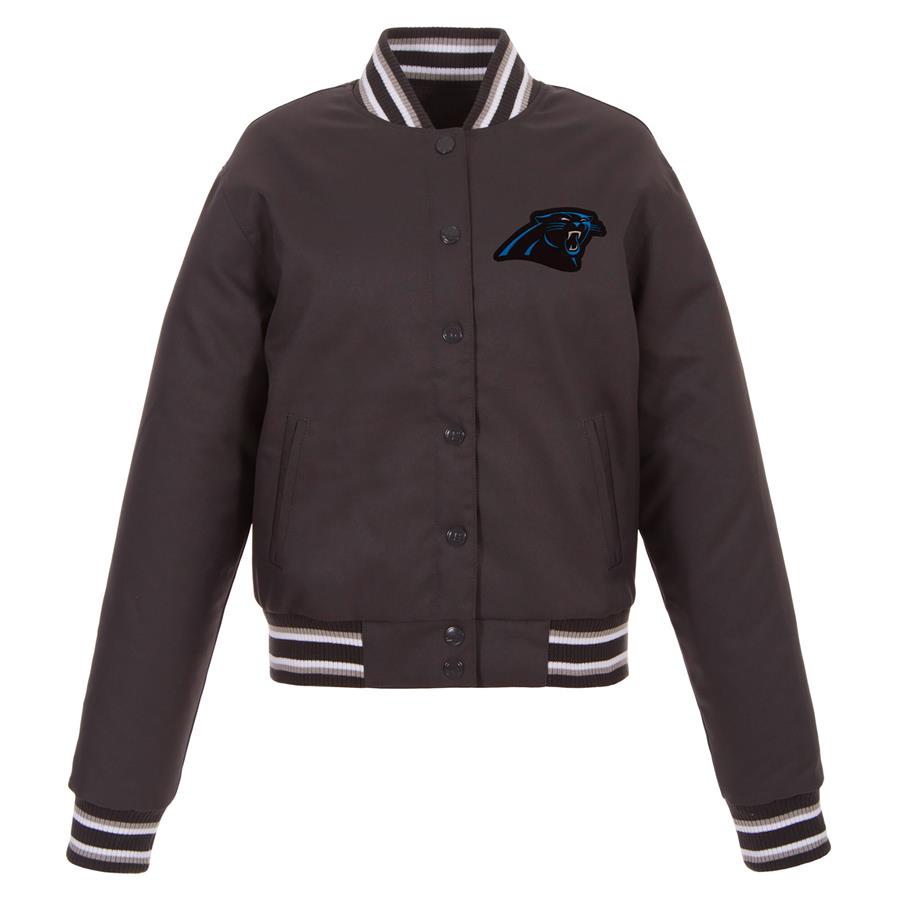 Carolina Panthers JH Design Women's Embroidered Logo Poly Twill Jacket - Charcoal