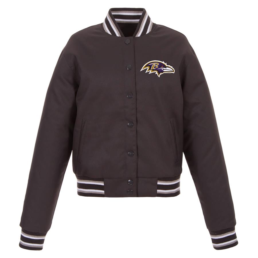 Baltimore Ravens JH Design Women's Embroidered Logo Poly Twill Jacket - Charcoal