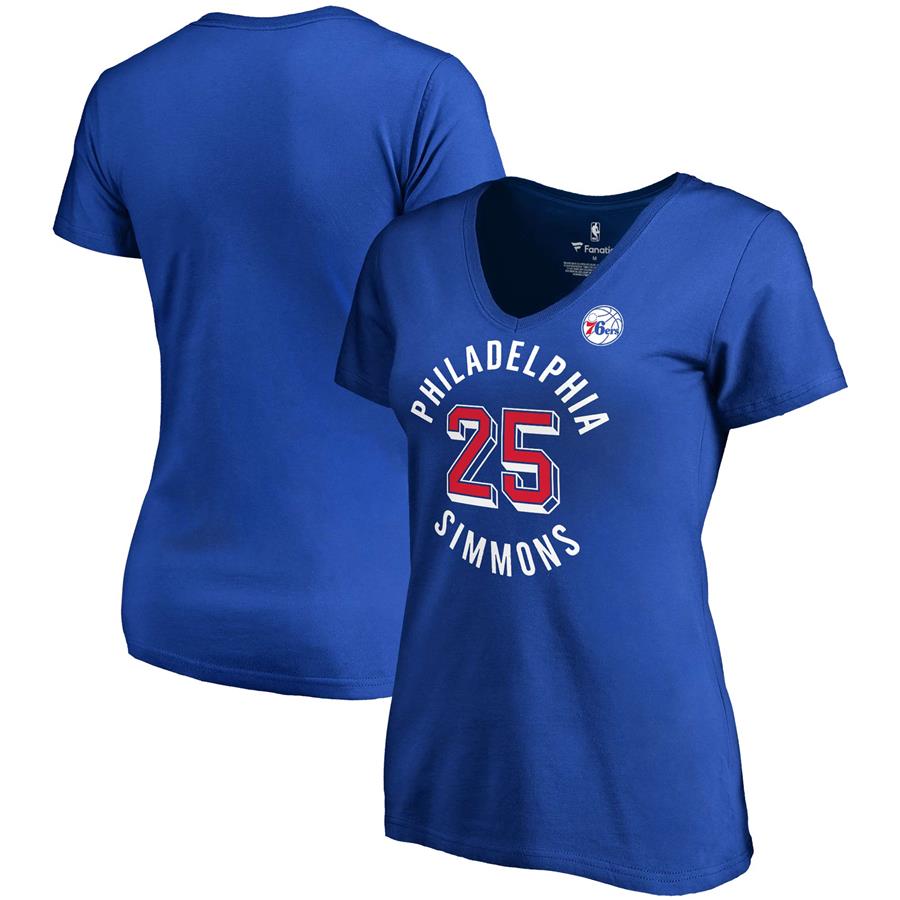 Ben Simmons Philadelphia 76ers Fanatics Branded Women's Notable Name & Number V-Neck T-Shirt - Royal